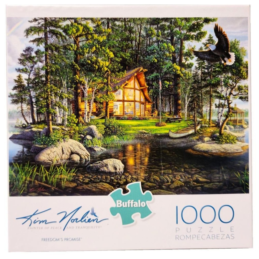 Buffalo Games Kim Norlien Freedom's Promise Forest Cabin 1000 Pc Jigsaw Puzzle